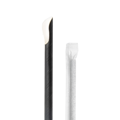 Pajitas negras con cuchara enfundadas 0,8x21 1000ud