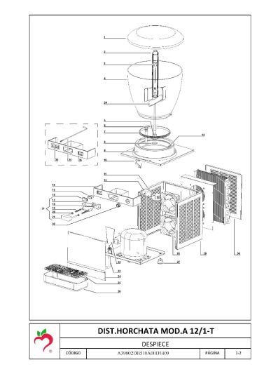 Pieza 3- Eje transmisión Horchatera Ugolini A12