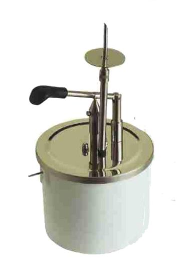 Dispensador cilíndrico com tampa de injeção simples e balde de 5 litros.
